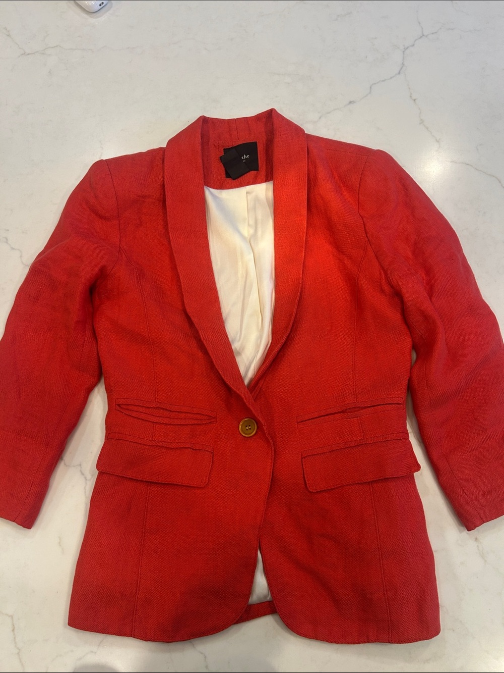 Smythe Red Linen Collar Single-Button Blazer- 8